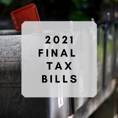 Photo of mailbox with 2021 final tax bills text